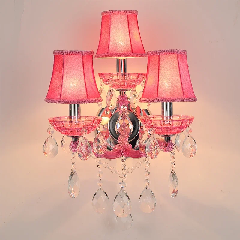 

TEMAR European Style Crystal Wall Lamp Pink Girls' Room Candle Lamp Luxurious Living Room Restaurant Bedroom Villa