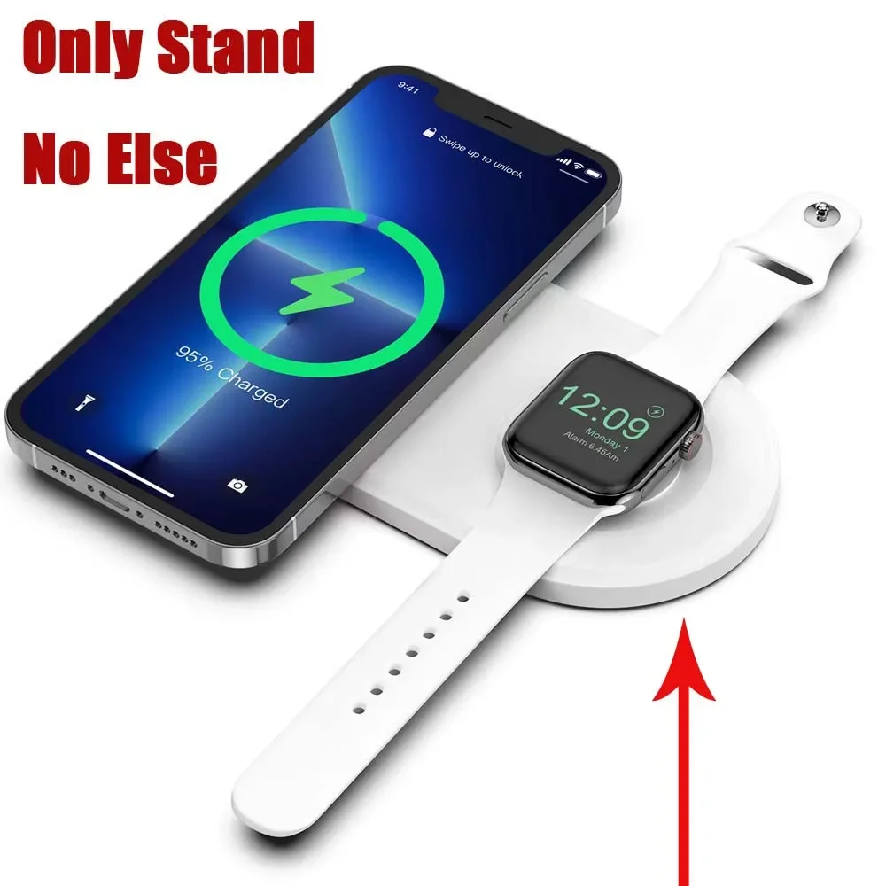 

for Apple iPhone Magsafe AirPods iWatch Magnetic Wireless Charger Stand Charging Holder Slim Silicone Pad Flat Dock Base