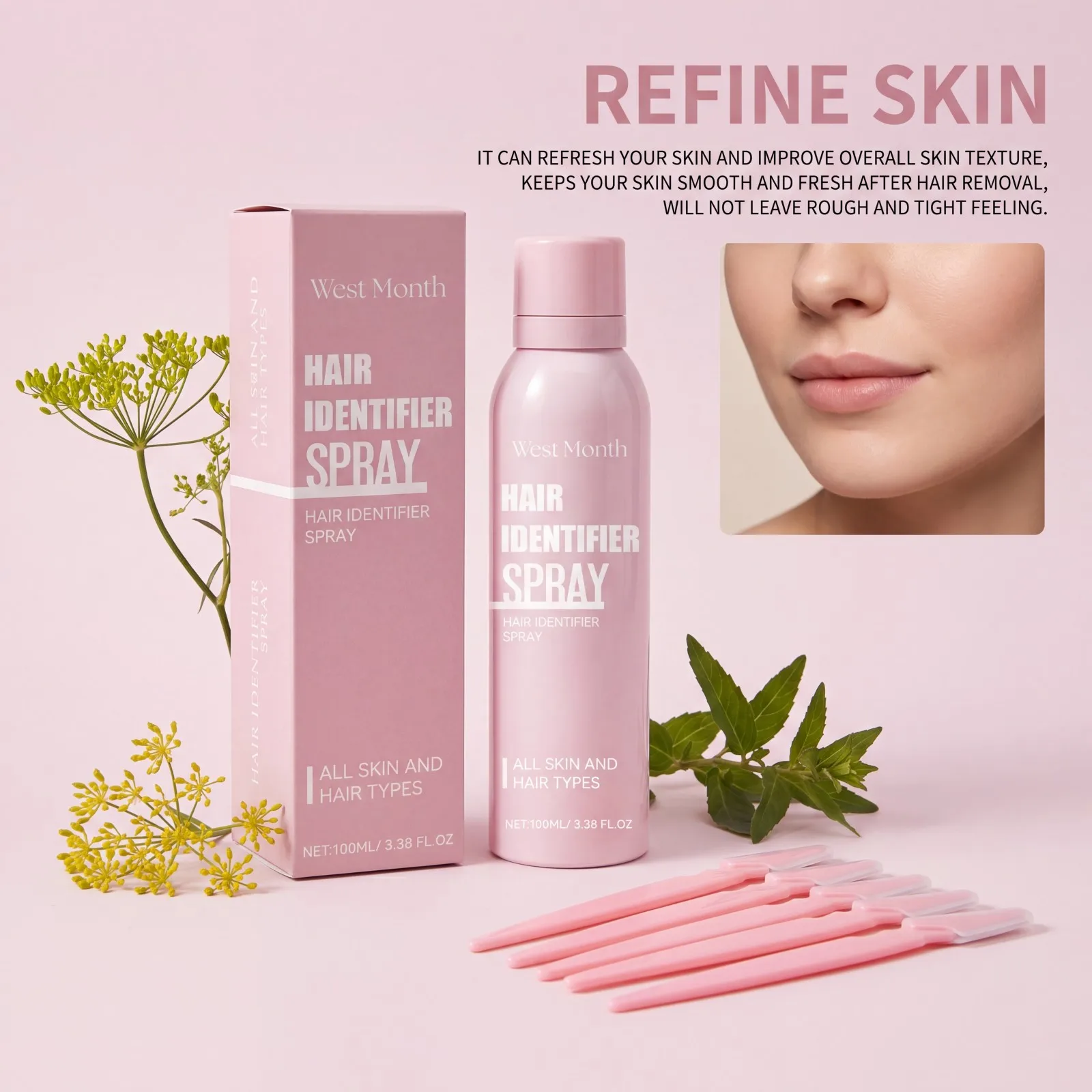Hair Identifier Spray For Face Shaving,Skin Body Dermaplaning Spray Moisturizing And Skin Care Set Hair Removal Kit Face Care