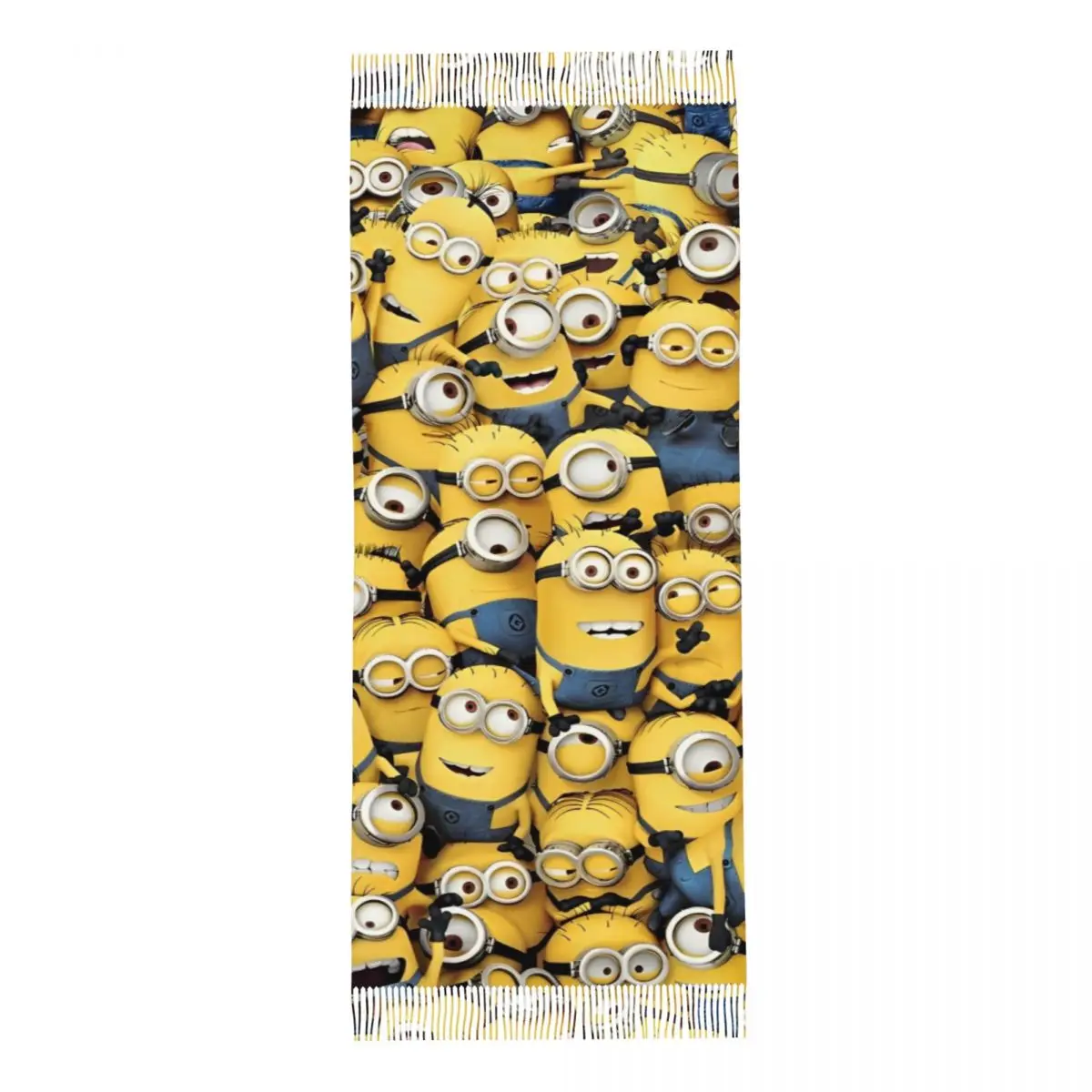 Bufanda Kawaii de Minions de Despicable Me para mujer, chales Pashmina y envoltura de otoño e invierno, bufandas grandes de dibujos animados con borlas para mujer