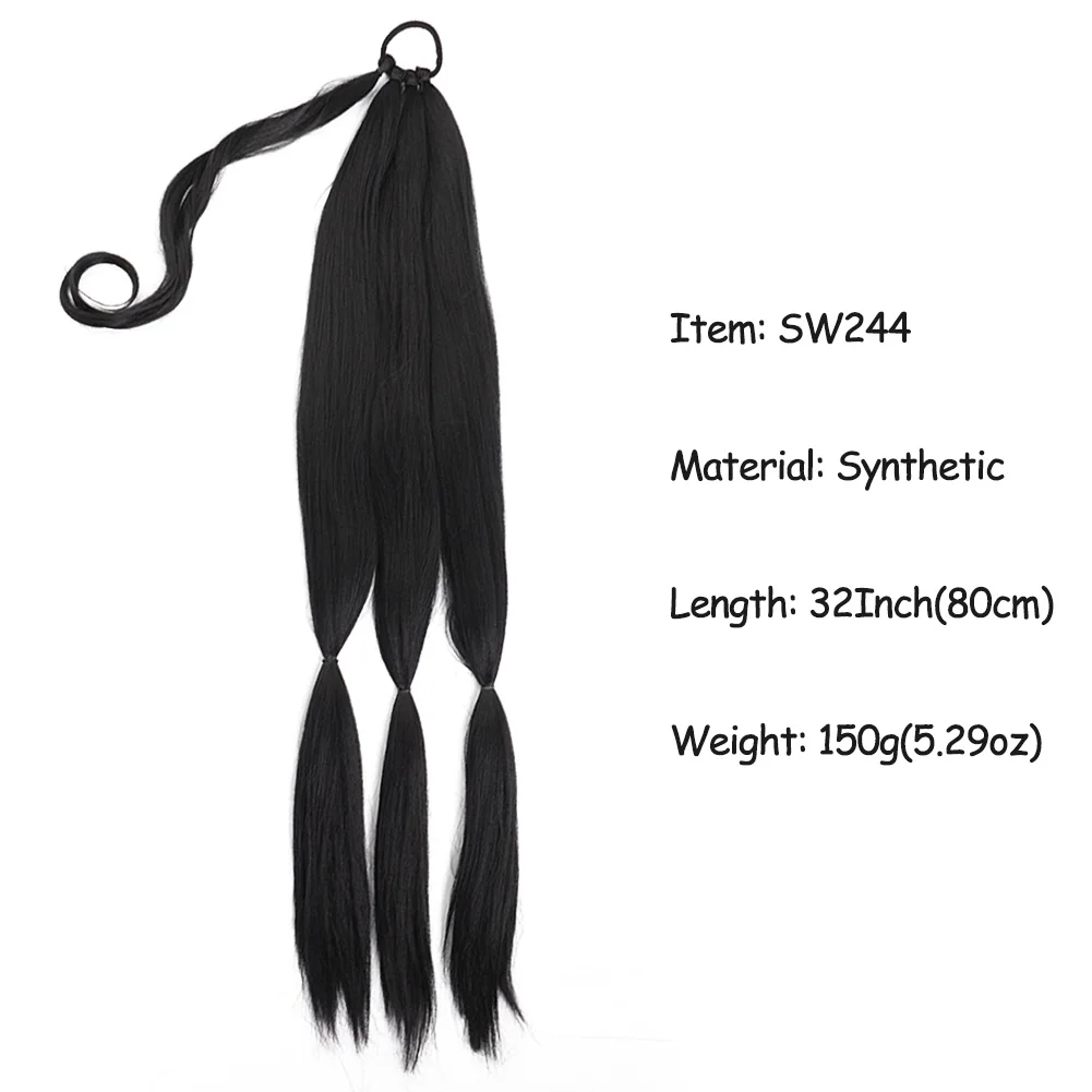 Long Braided Ponytail Extension with Hair Tie Straight Wrap Around Hair Extensions Ponytail Natural Soft Synthetic Hair Piece fo