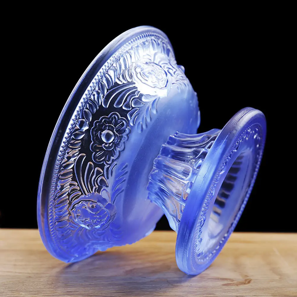 

2 Pcs Offering Bowl Worship Cups Decorative High foot Bowls Glass Supplies Smooth Anti aging