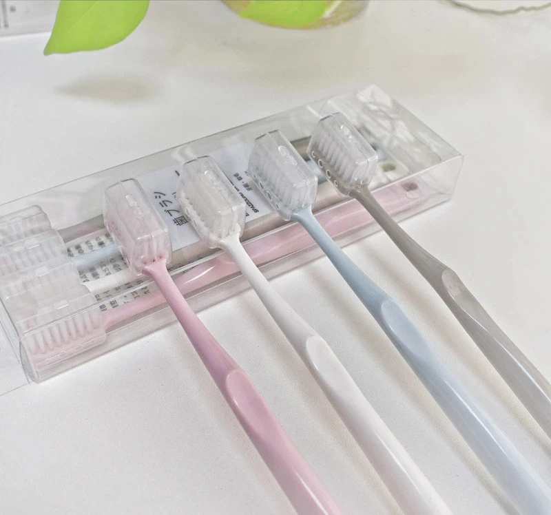 4 pack soft bristle toothbrushes for adult household household toothbrushes wholesale with protective cover portable