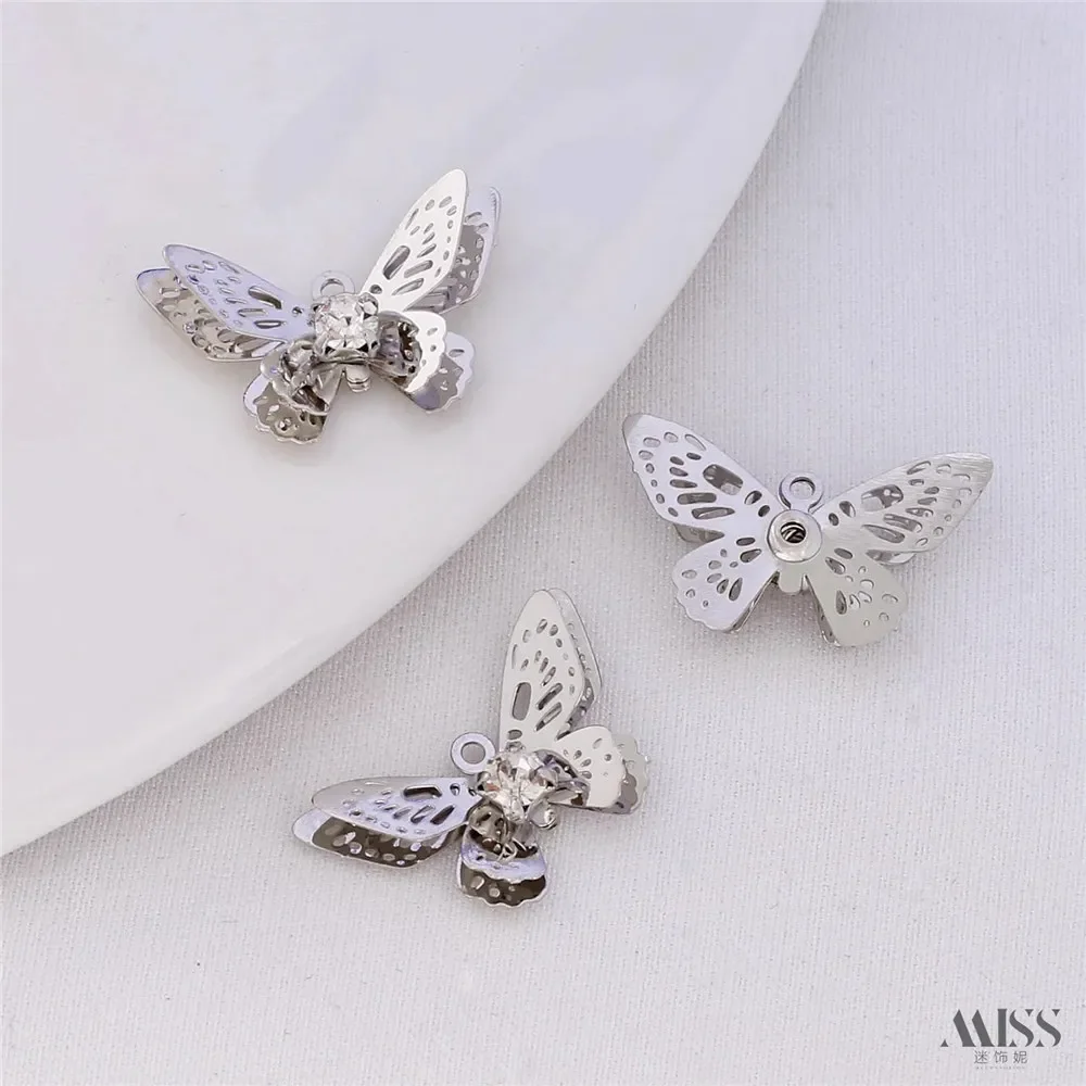 

14K Gold Double-layer Hollowed-out Butterfly Pendant Drill DIY Handmade Bracelet Necklace Ear Hanging Ear Jewelry Accessories
