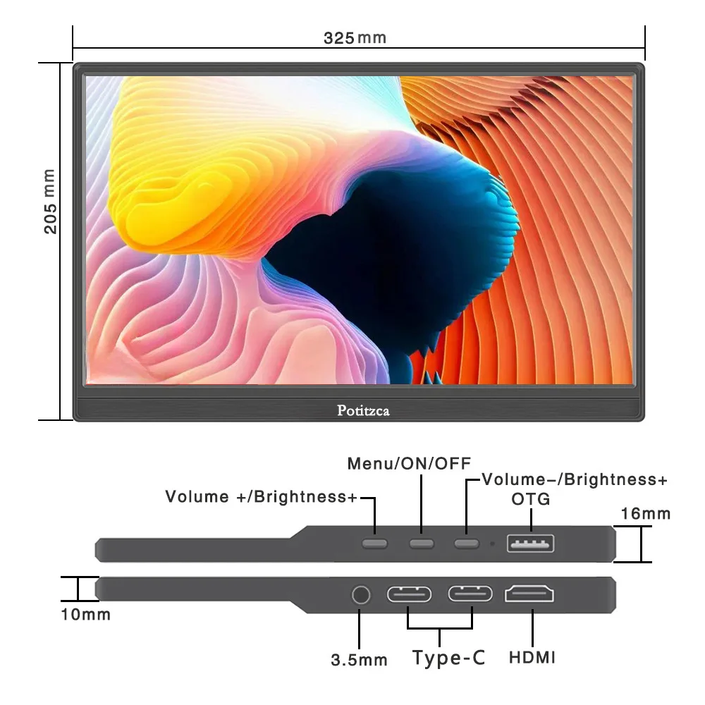 Imagem -03 - Monitor Portátil 14 Polegada pc Exibe 60hz 1080p pc Gamer Usb Hdmi Viagem Externa Segunda Tela para Mac Telefone Ps5 Xbox Switch