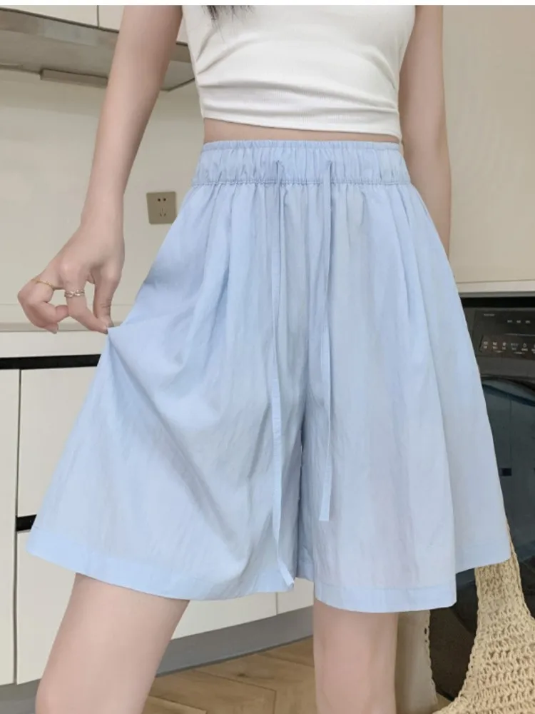 

Women's Summer Thin High Waist shorts Wide Leg Casual Ice Silk Shorts Five-Quarter Yamamoto Shorts Mid-Pants Outerwear clothing