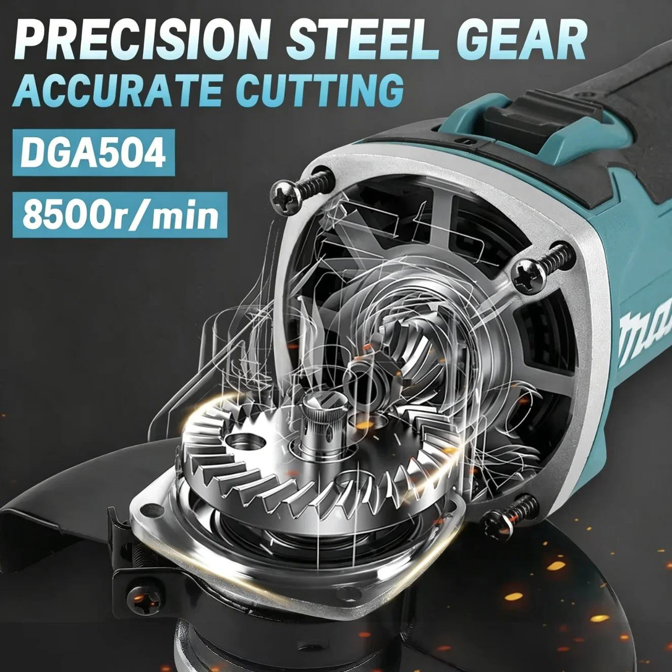Makita DGA504 125mm Metal Grinding Tool, 18V Brushless Angle Grinder Electric Polishing Machine for DIY and Professional Use