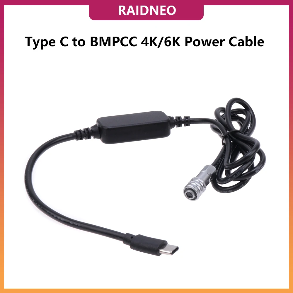 RaidNeo 12V USB Type C to BMPCC 4K 6K Power Adapter Cable For Blackmagic Cinema Camera BMPCC 4K 6K Pro