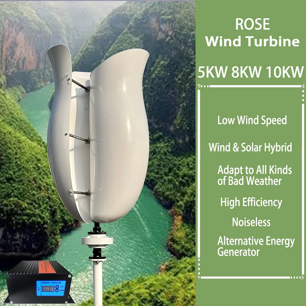 6KW Wind Turbine Vertical Axis Maglev Plant High Voltage Generator Super Hybrid Charge Controller 12V 24V 48V 8KW For Home Use