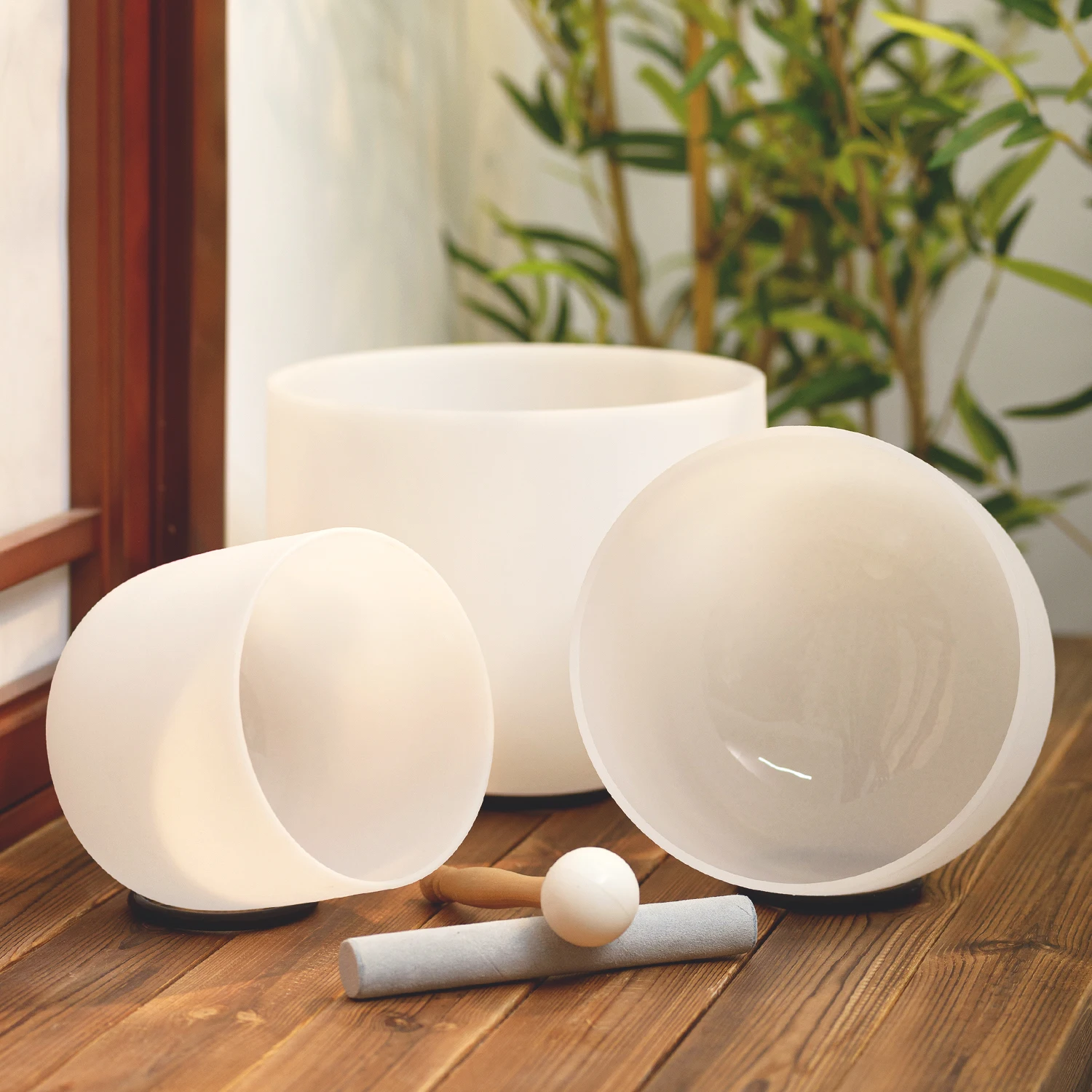 

Hye-eun Crystal Singing Bowl Set of 3 with Case 8"A 10" F 12 "C With Free Carrying bag For Yoga Medication Healing sound