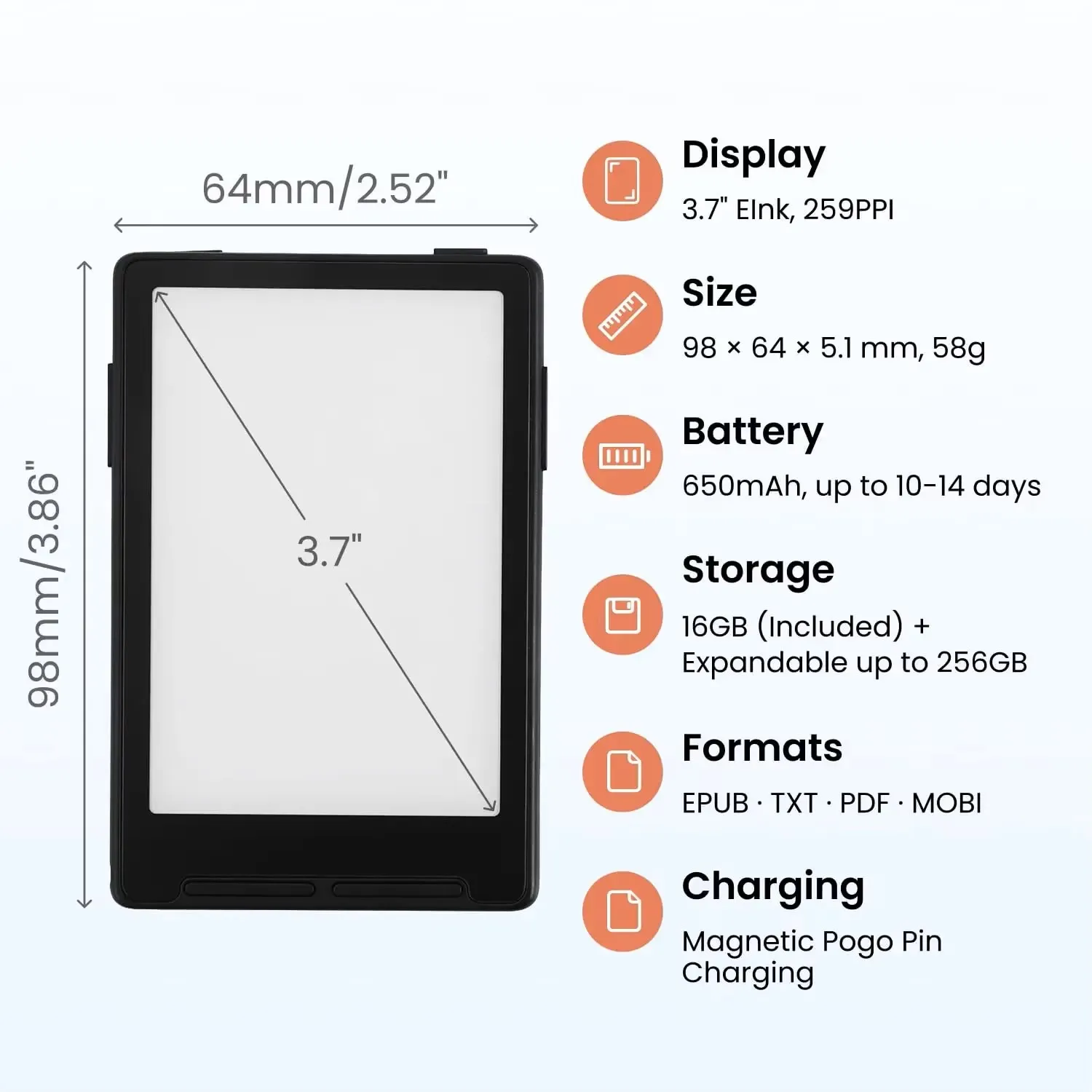 XTEINK X3 E-ink E-Book Reader Support Multi-Language 3.7