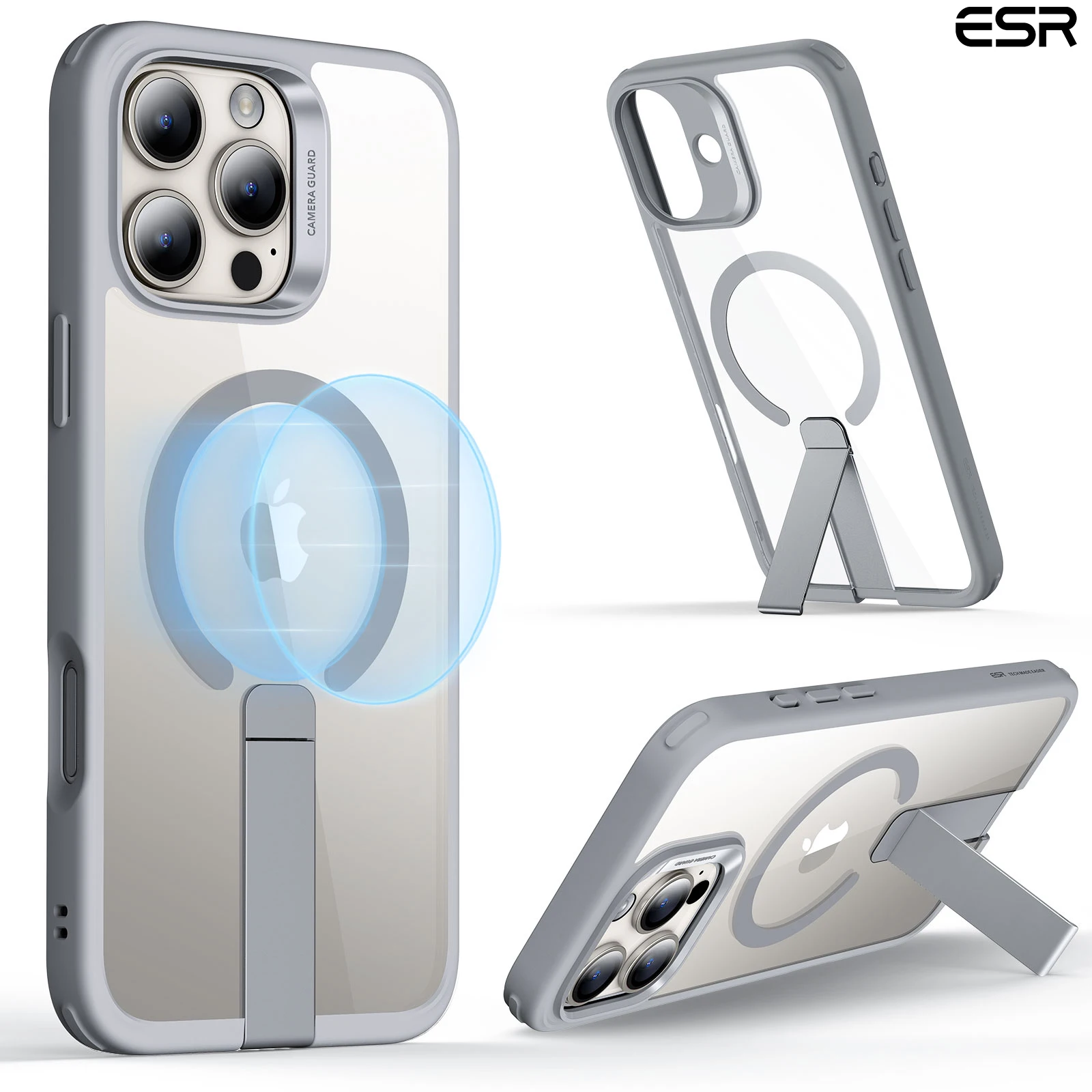 

ESR MagSafe Case for iPhone 16 Pro Max with Stand Transparent Magnetic Protection Cover for 15 Pro Max Support wireless charging