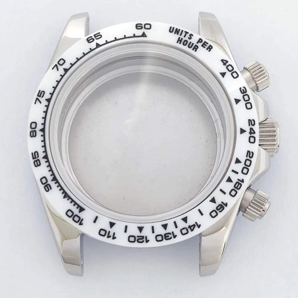 VK63 case 39mm watch case multiple colors ceramic baffle stainless steel case fit VK63 quartz movement watch accessories