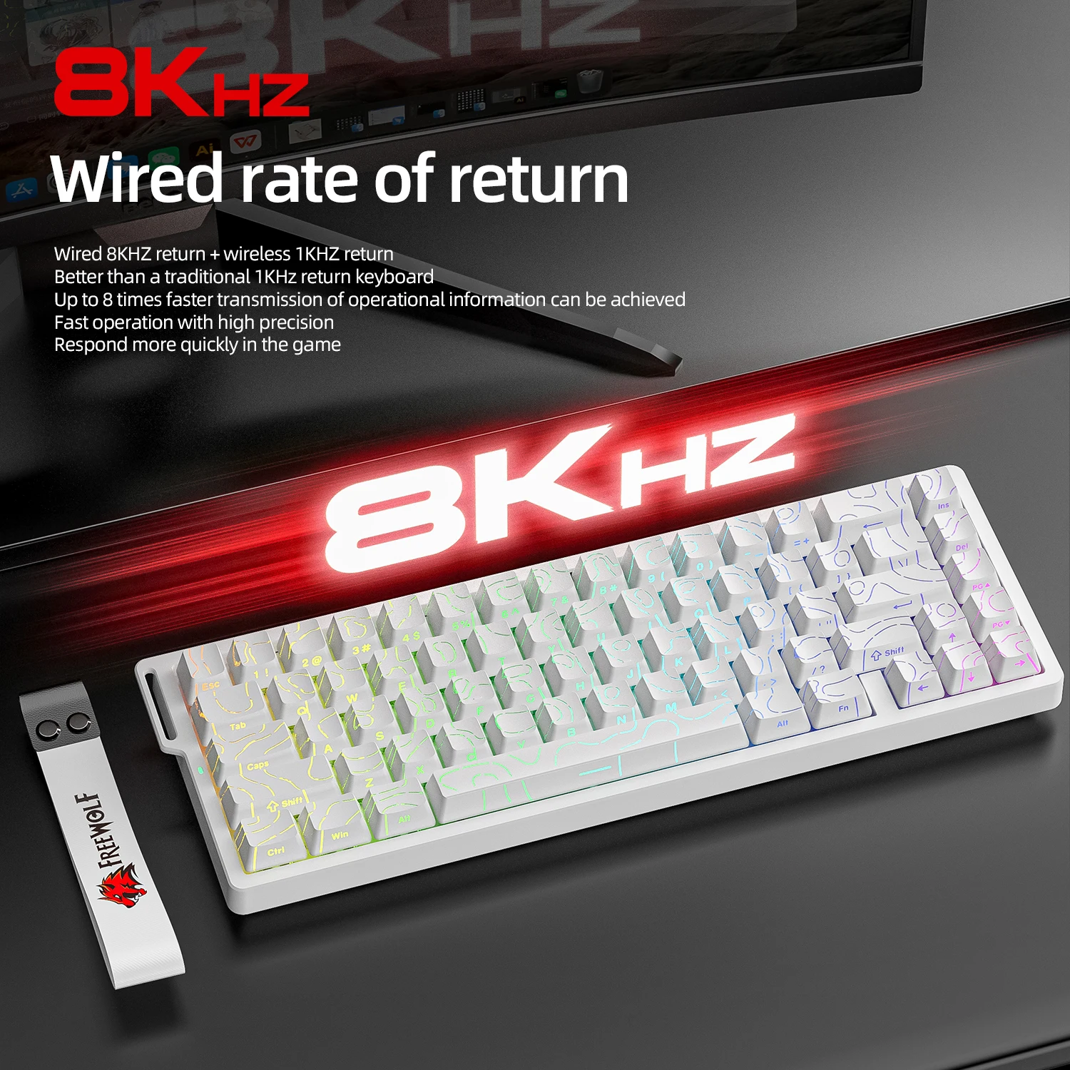 

FREEWOLF F68 F68pro Magnetic Keyboard Mechanical for Pro Gaming 0.01mm Rapid Trigg 8000Hz SOCD/Rs 0.1ms 128K Rate