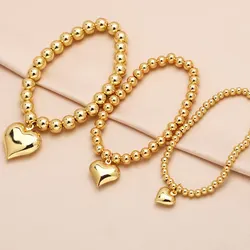 FLOLA Bubble Heart Bracelets for Women Gold Plated Elastic Bracelets Simple Jewelry Gifts brtf34