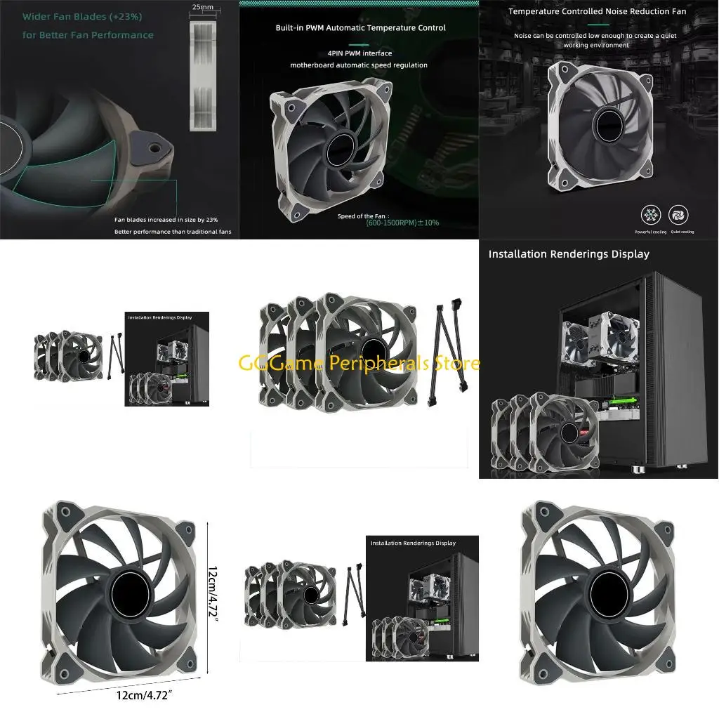 

U55B 3Pack PC Case Fan 120mm Fan 4Pin PWM High Airflows Computer Cooling Case Fan