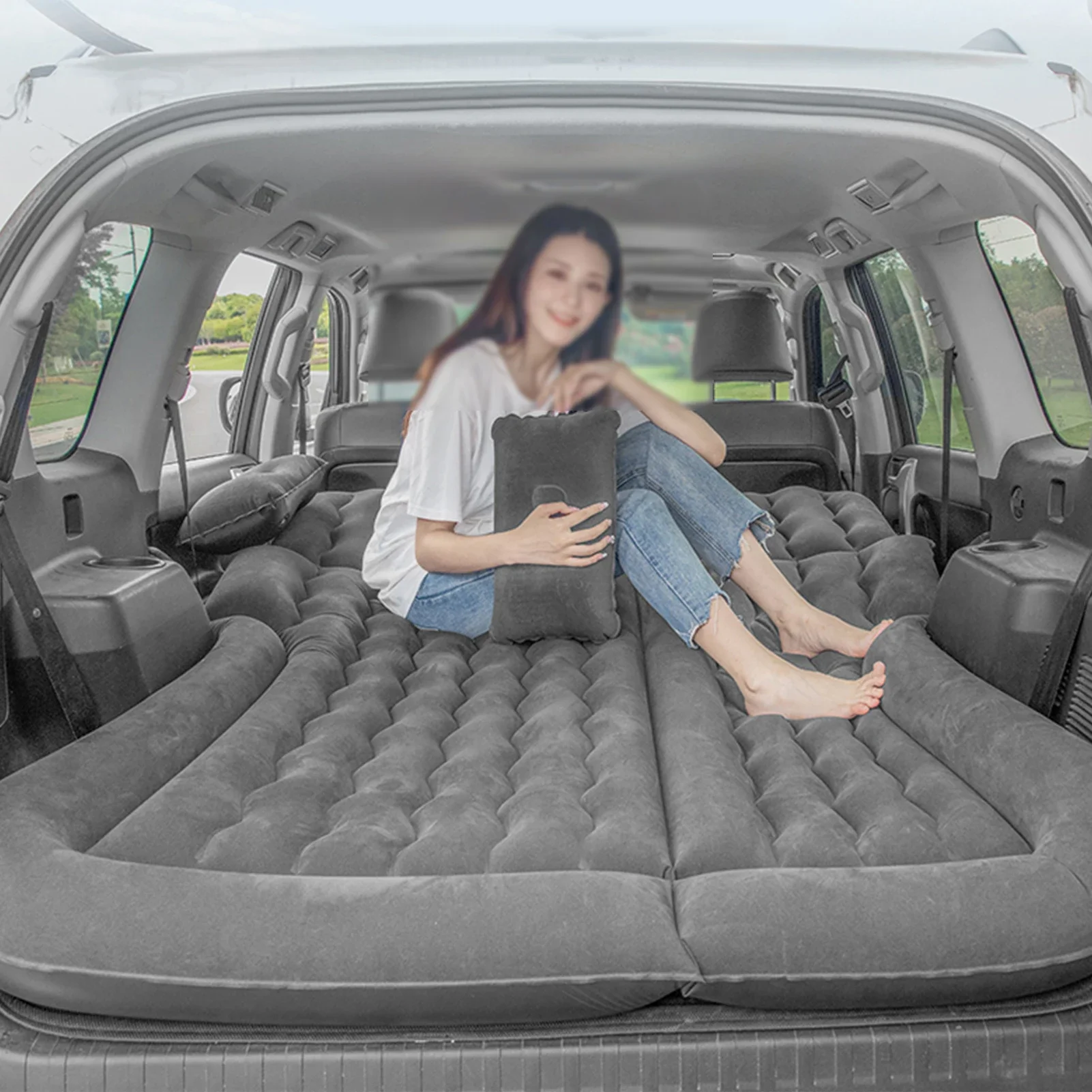 

Car Supplies Inflatable Travel Bed Car Air Mattress Vehicle Inflatable Thickened Travel Bed Sleeping Pad Camping Accessory