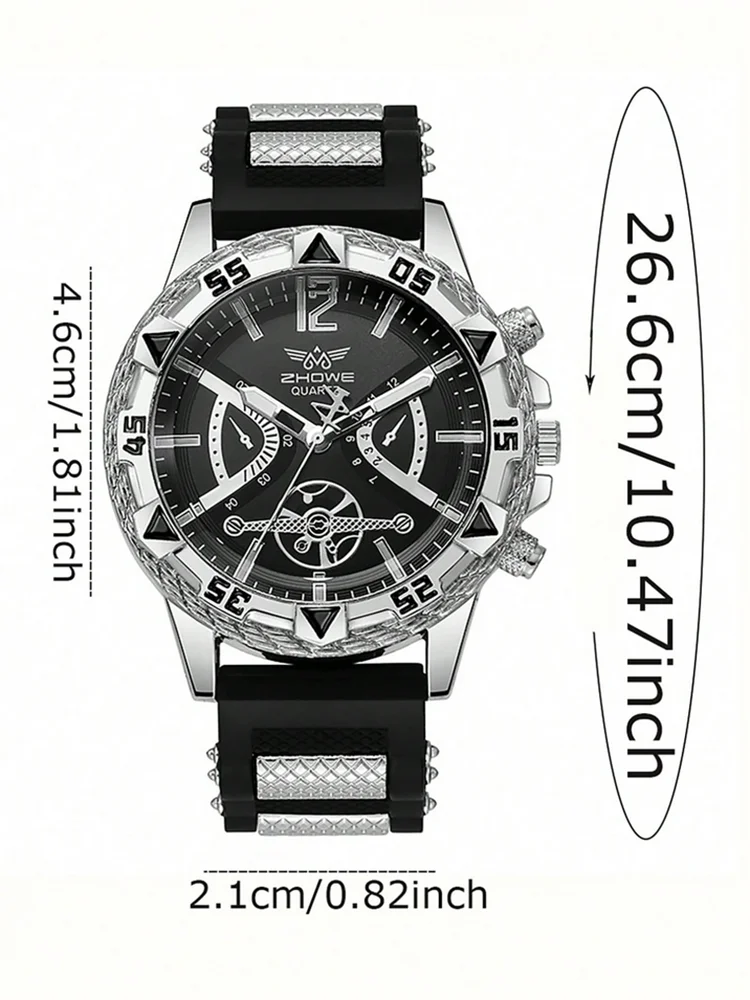 ساعة يد كوارتز بسوار سيليكون كاجوال للرجال (الصندوق غير متضمن) #6