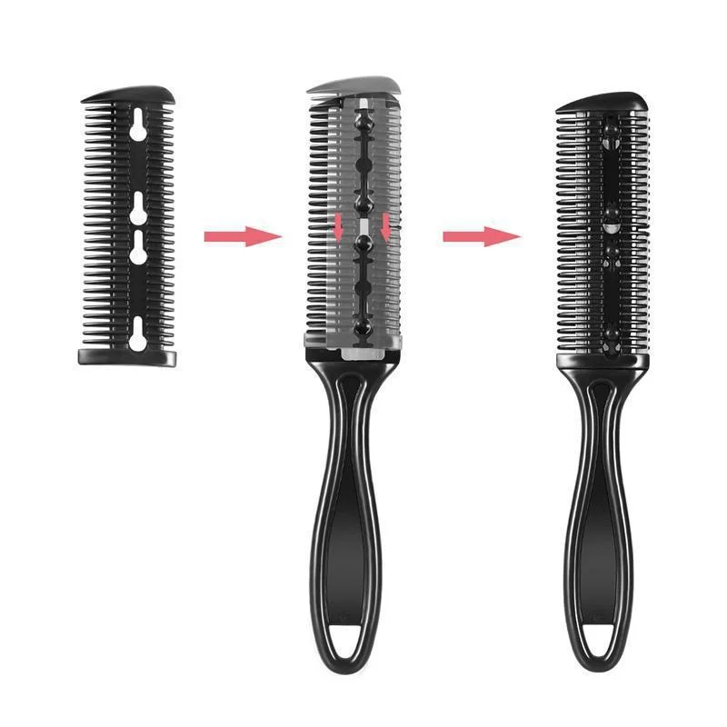 1pcs Hair Cutter Comb Double Side Haircut Scissors Plastic Hair Comb Cutter Trimmer with Stainless Steel Blade Hair Shaper Razor