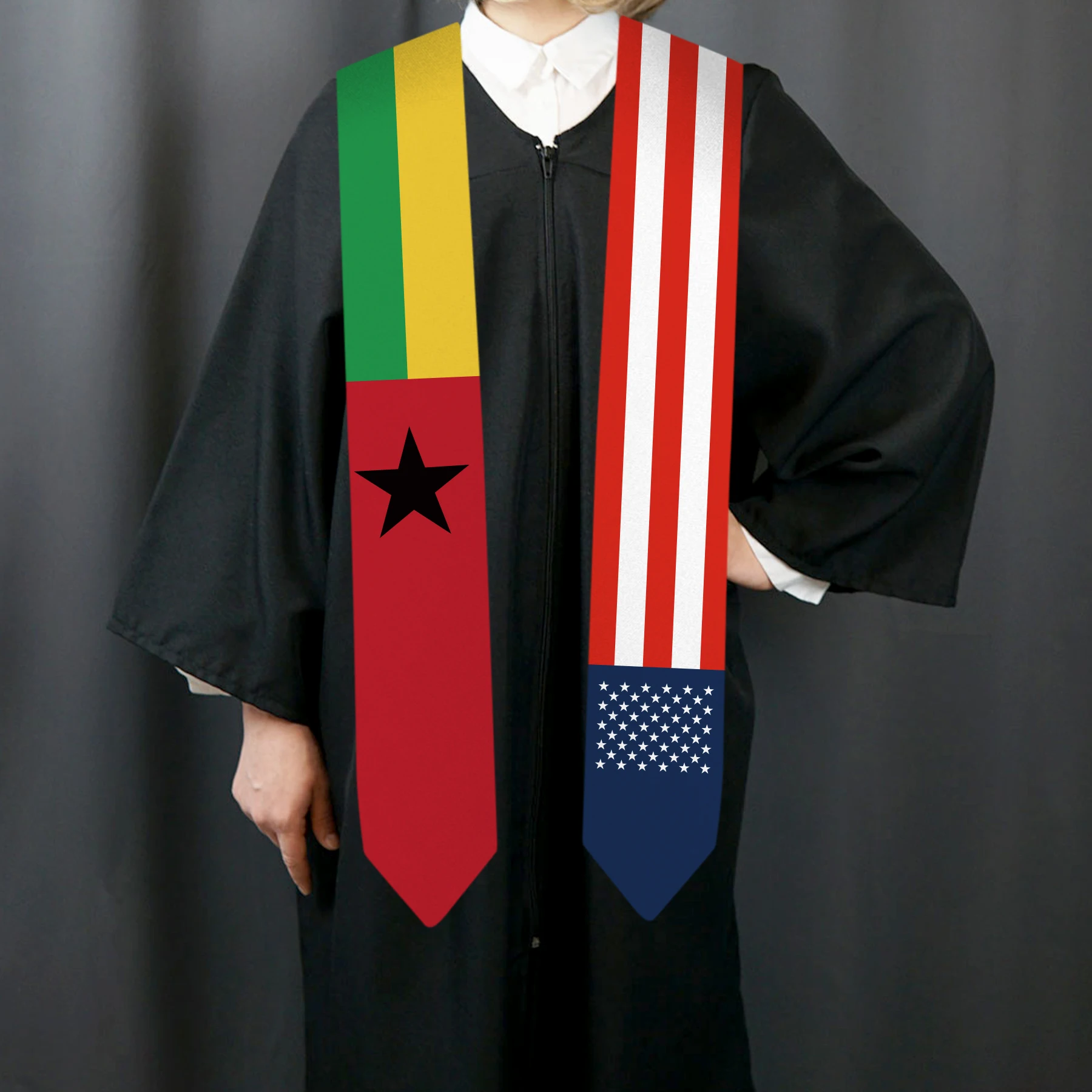 13x180cm USA And Guinea Bissau Graduation Sash Bachelor Gown Accessory Graduation Sash Scarf