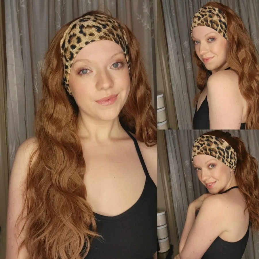 باروكة رأس بدون صمغ، باروكات شعر صناعية مموجة فضفاضة للنساء ذوات البشرة السمراء مع تصميم أمامي من الدانتيل، لون بني لامع #2