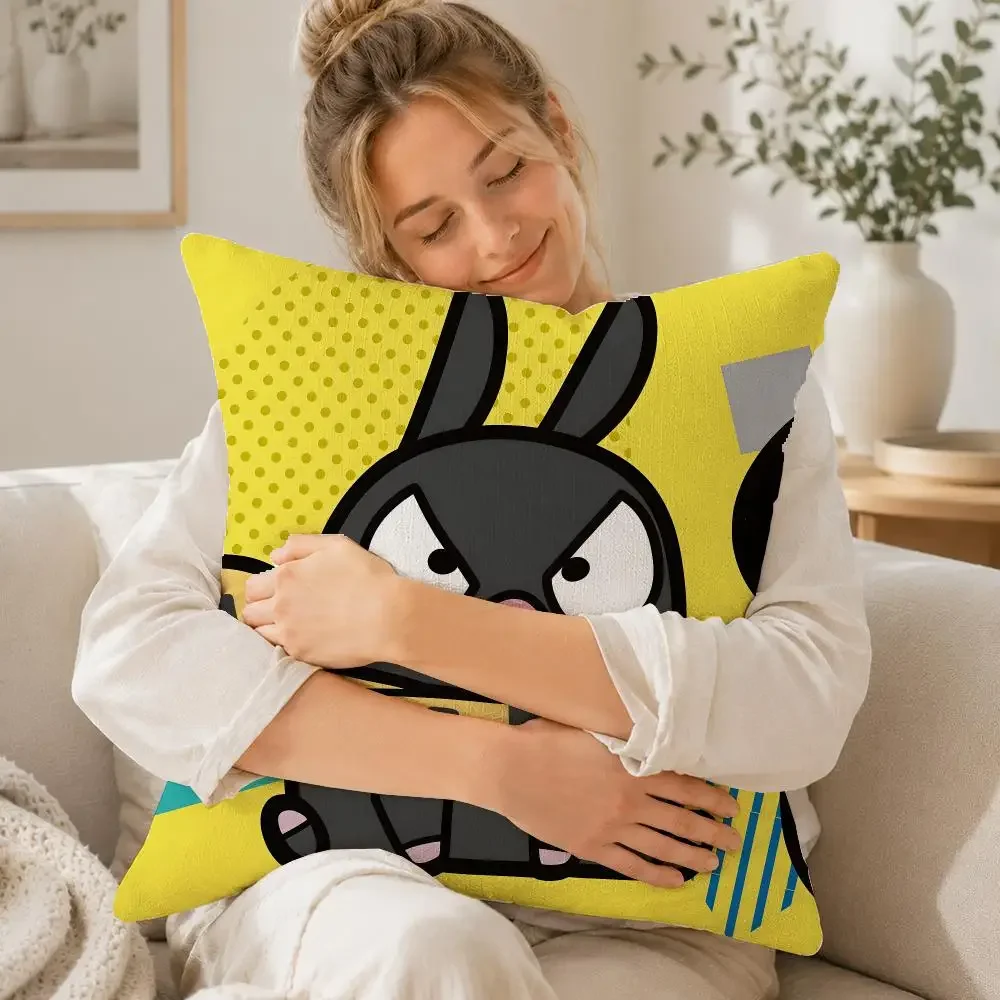 Cartoon P-Chan Cushion Cover Linen Cushion Cover, Double-Sided Printed Pillow Cover for Sofa Home Decor