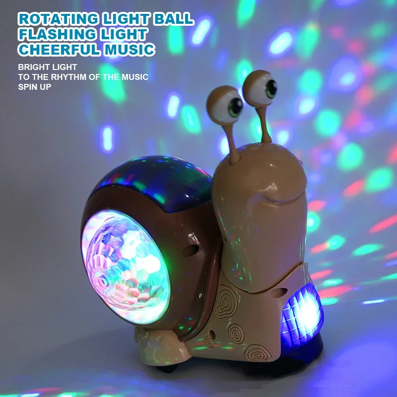 Electric Snail Toy Automatically Avoiding Light And Music Luminous Shell Interactive Toy Children Cartoon Snail Toy kids Gift