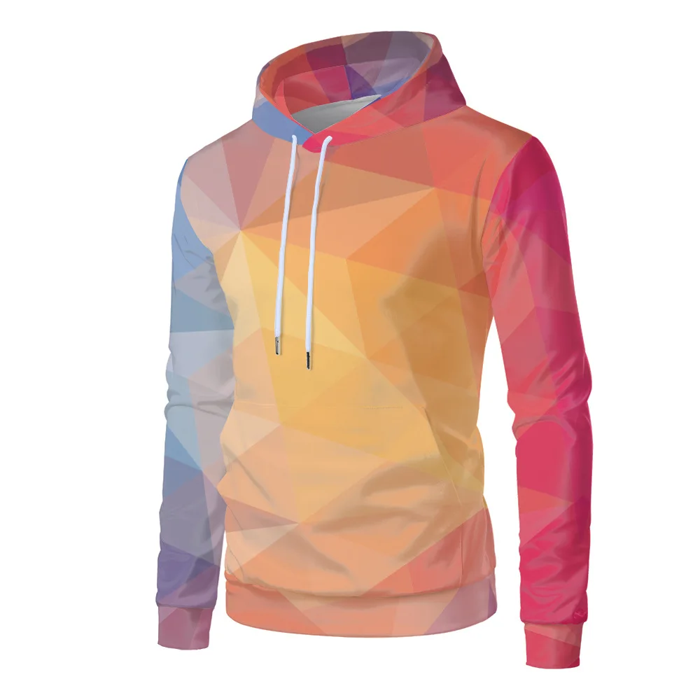 Autumn/Winter Top Tie-dye Thermal Sublimation Blank Printed Unisexes Geometric Color Pattern Long-sleeved Hoodie Pullover