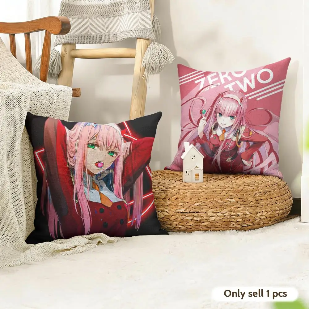 Z-Zero Two 002 Cushion Cover Natural Linen Double Sided Print  Throw Pillow Case for Sofa Couch Home Decor