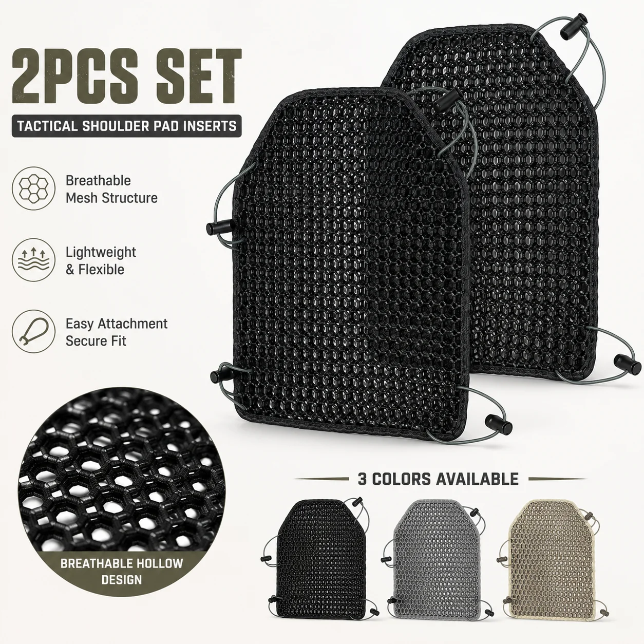 Breathable Shock Absorbing Pad Insert 2PCS Tactical Vest Cushion Mesh Cooling Pad Plate Carrier Comfort Upgrade