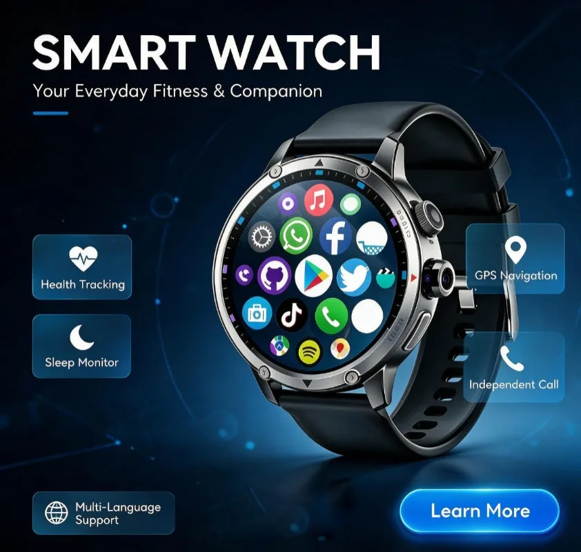 H12 Unisex Sports Smartwatch, Built-in GPS, Anti Blue Light HD Screen, Bluetooth Call Message Reminder Fitness Wristwatch