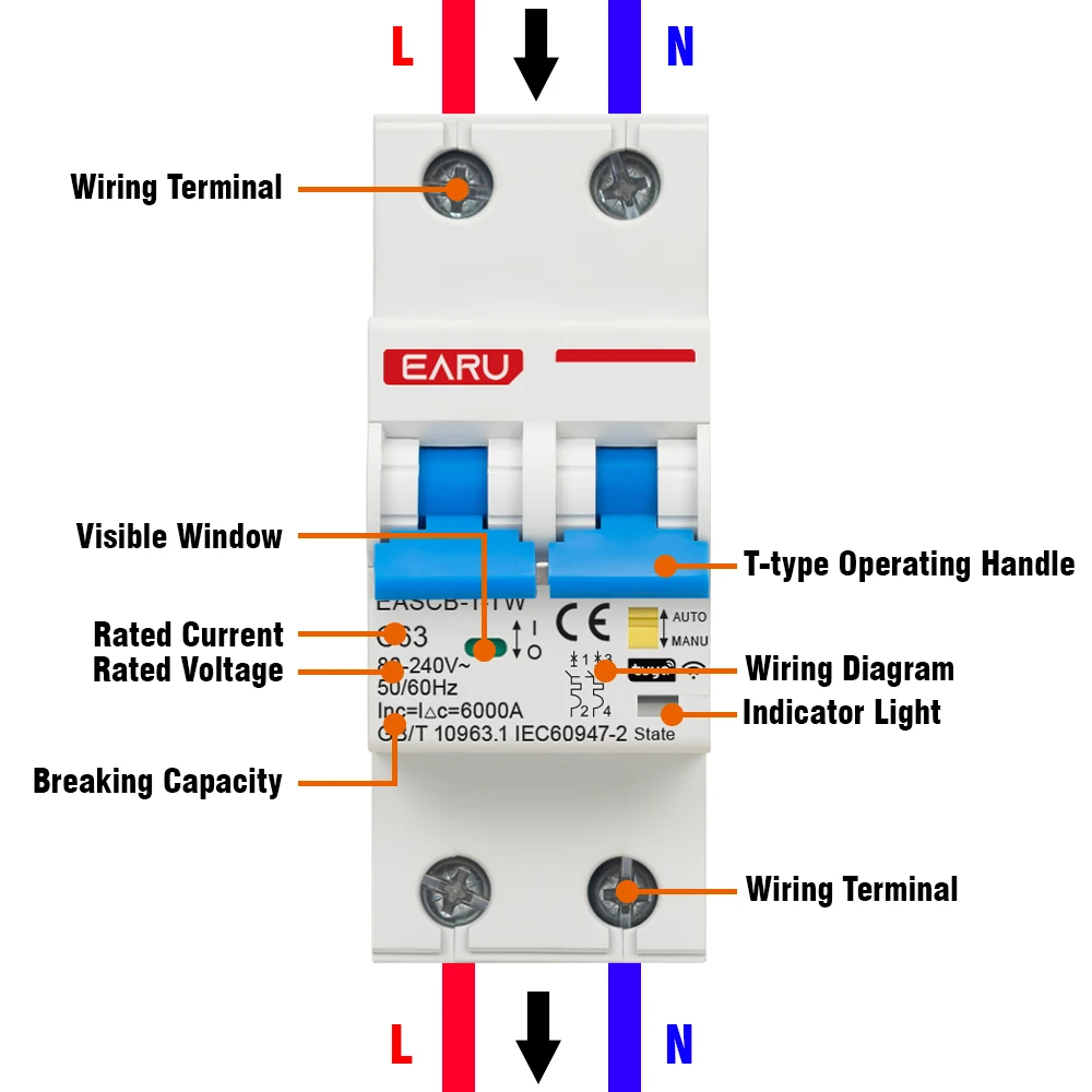 2P Tuya WiFi Smart Circuit Breaker MCB Timer Relay Switch Remote Control AC 63A 16A Power-off Memory Alexa Google Home Assistant