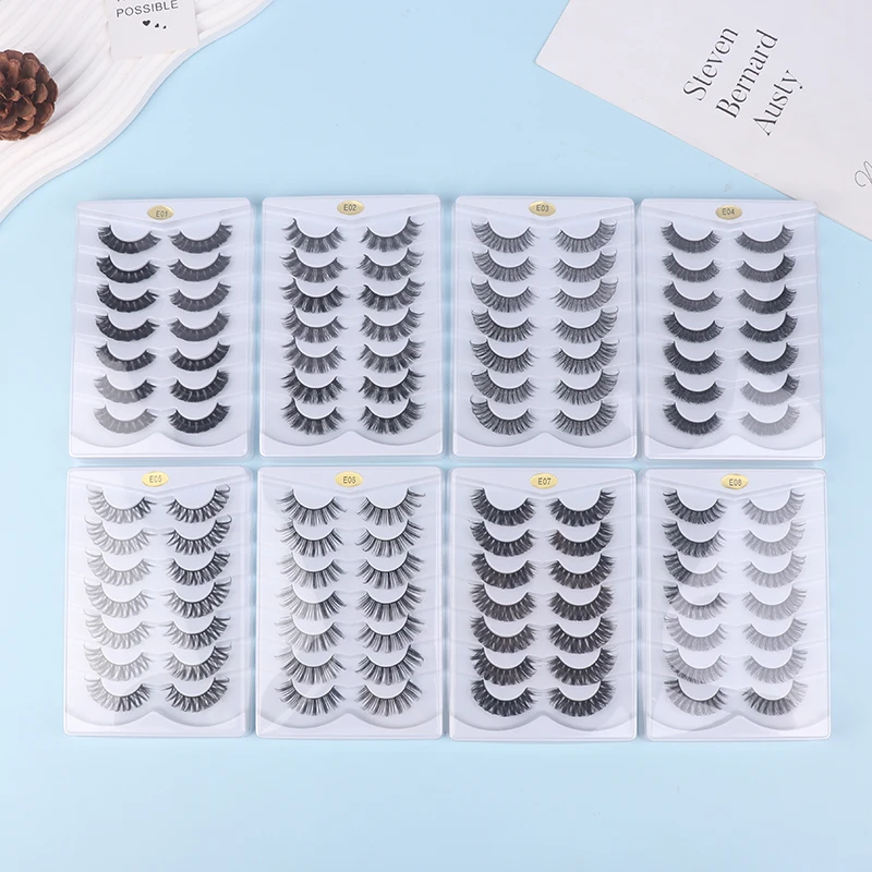 Cílios postiços Ferramenta de Extensão, 3D Mink Lashes, Russo Strip Lash, Falso Cils Maquiagem, Atacado, Acessórios, 7 Pares