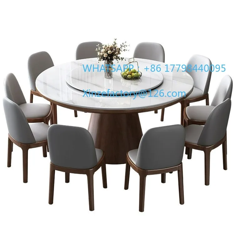 

Customizable Modern Minimalist Thickened Round Solid Wood Dining Table and Chairs Combination for Home Hotel