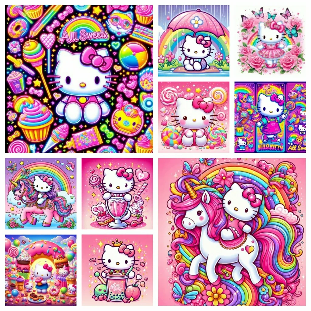 

Sanrio красочная алмазная живопись «Hello» набор для вышивки крестом 5D DIY Art полная дрель мозаика вышивка домашний декор алмазная живопись Cros