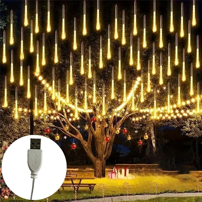 8 Tubes Meteor Shower Rain Lights USB Powere Waterproof 30cm LED String Lights Decor Lights Garden Tree Wedding Party Decoration