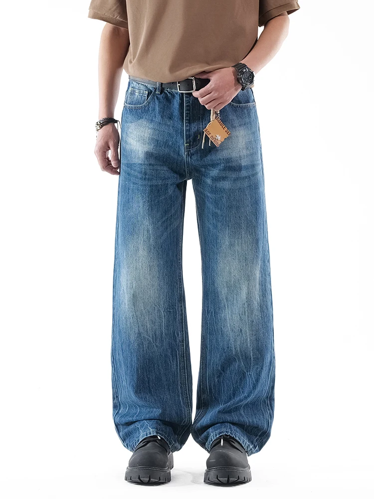 

KSTUN Men's Wide Leg Jeans New Spring Summer Collection 5 Colors Trendy Loose Fit Retro Washed Denim Pants Casual Streetwear
