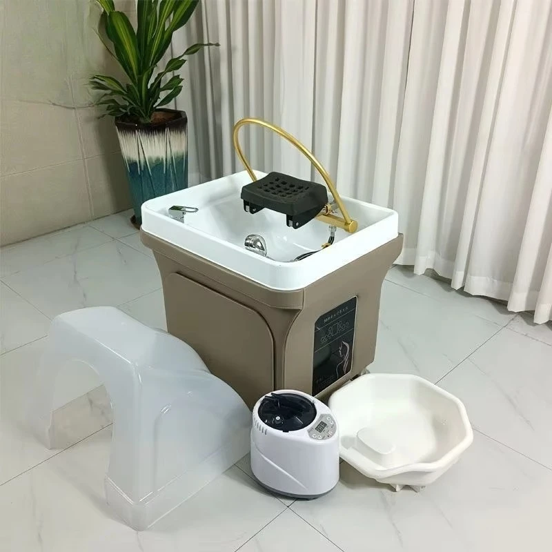 Portable Backwash Barber Shop Station Steamer Barber Salon Washing Chair Japanese Plumbed Head Spa Equipment Shampoo Bowl Sink
