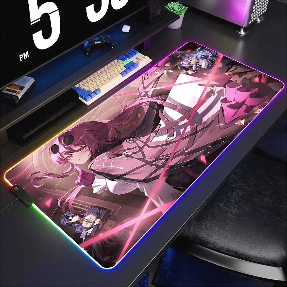 Rgb Honkai Star Rail Mouse Pad Kafka Seele Himeko Welt Led Mousepad Computer Laptop Accessories Mouse Mat Colorful Desk Mat XXL