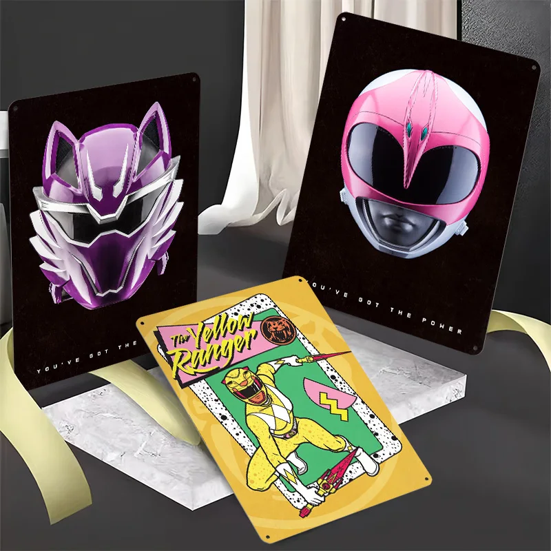 Power Rangers Metal Posters Customizable Wall Art Retro Vintage Metal Tin Signs for Fans Man Cave Office Decor Room Custom Sign
