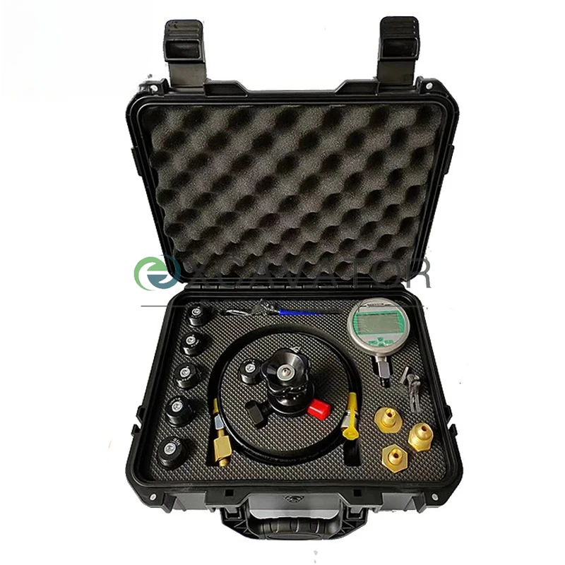 

Hydraulic Nitrogen Accumulator Charging Kit w/ 80MPA/12000PSI Digital Gauges UNF7/8 G1/4 Nitrogen Pressure Test System Fill kit