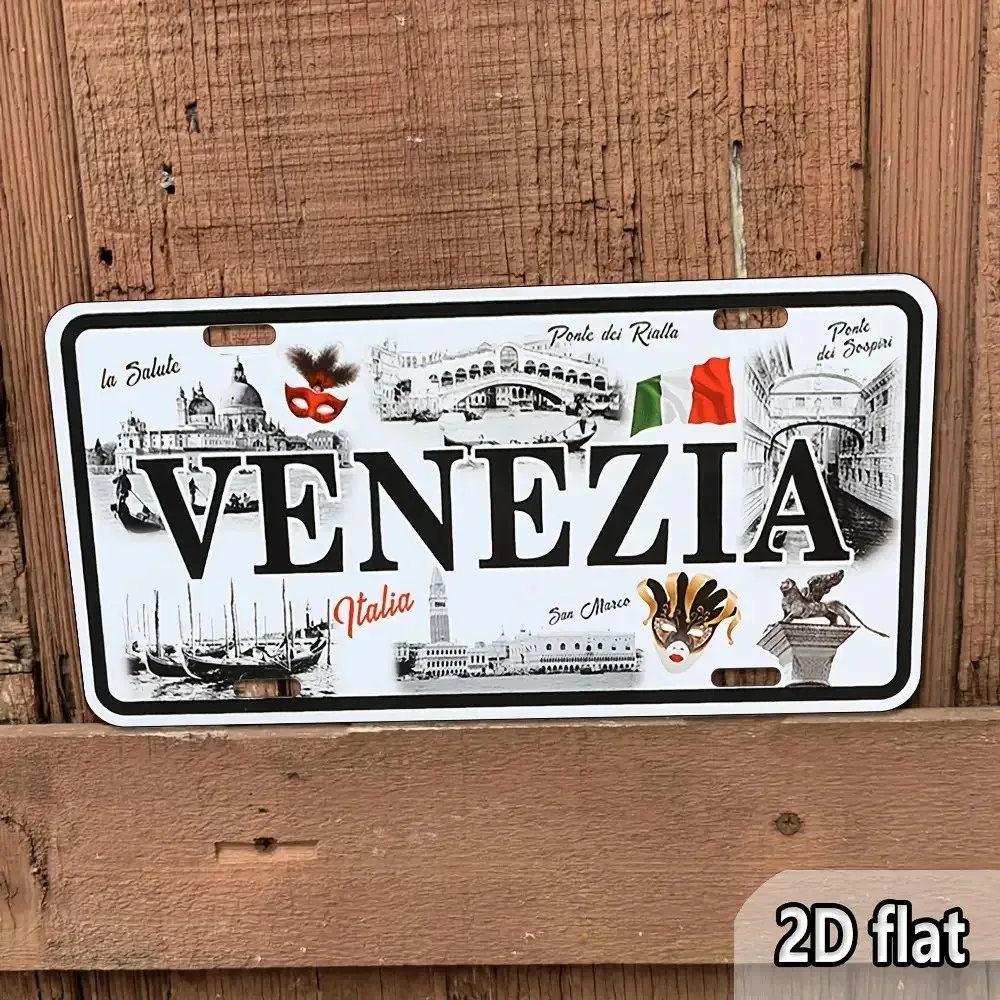 2D Flat Retro Venice Art Sign, Bold VENETIA Plaque, Weatherproof Wall Art, Italy Lover Gift for Home Decor