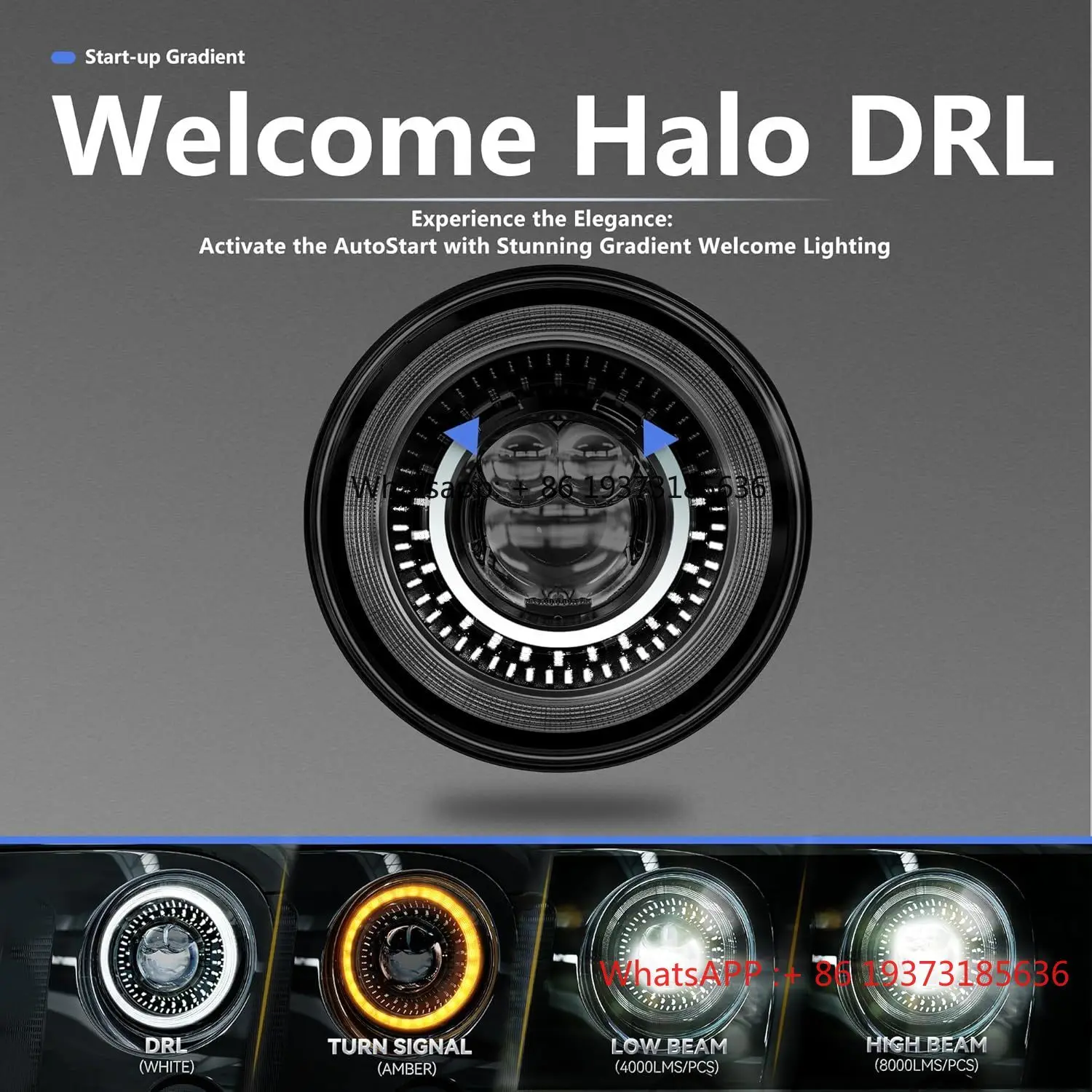 Auto Lighting Angle Eye Drl – runder 7-Zoll-60-W-Scheinwerfer-LED-Scheinwerfer für Jeep Wrangler Rubicon Land Rover 90/110 Defender