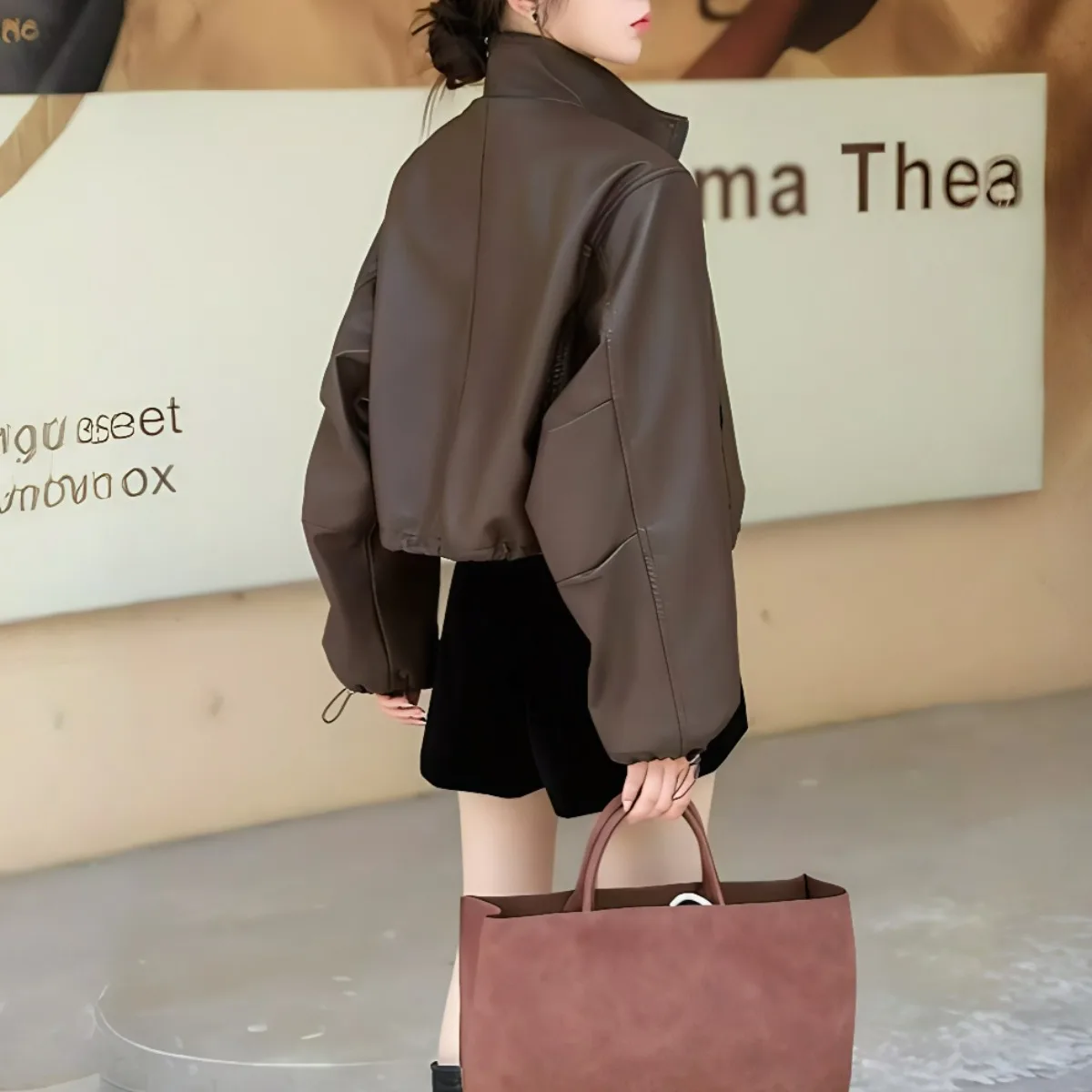 ملابس نسائية من جلد البولي يوريثان لراكبي الدراجات النارية بسحاب ort Sve جناح الخفافيش ملابس ربيع الخريف وصلت حديثًا ملابس العمل Jaet