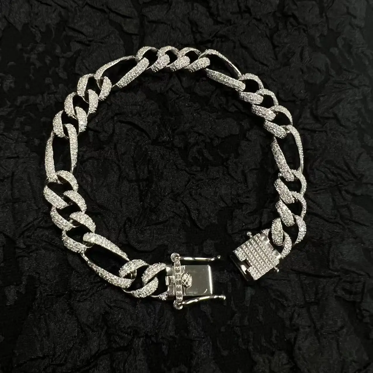 S925 silver street rap shine full of diamonds Cuban bracelet ins men and women trend