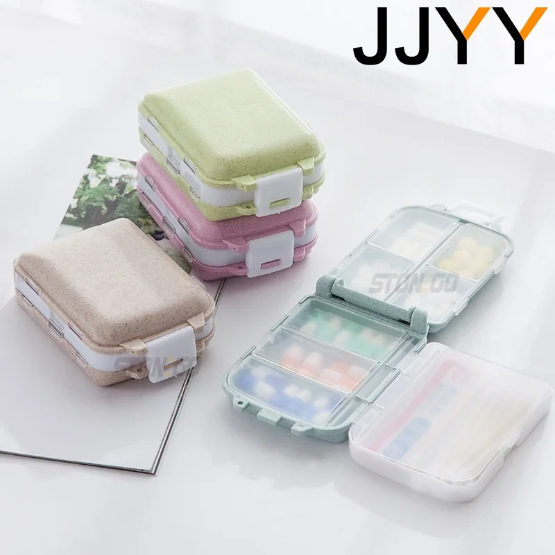 JJYY Portable Pill Box Medical Kits Vitamin Pills Box Storage Box 8 grids Pill Container Health Travel Supply Mini Pill Box 1PC