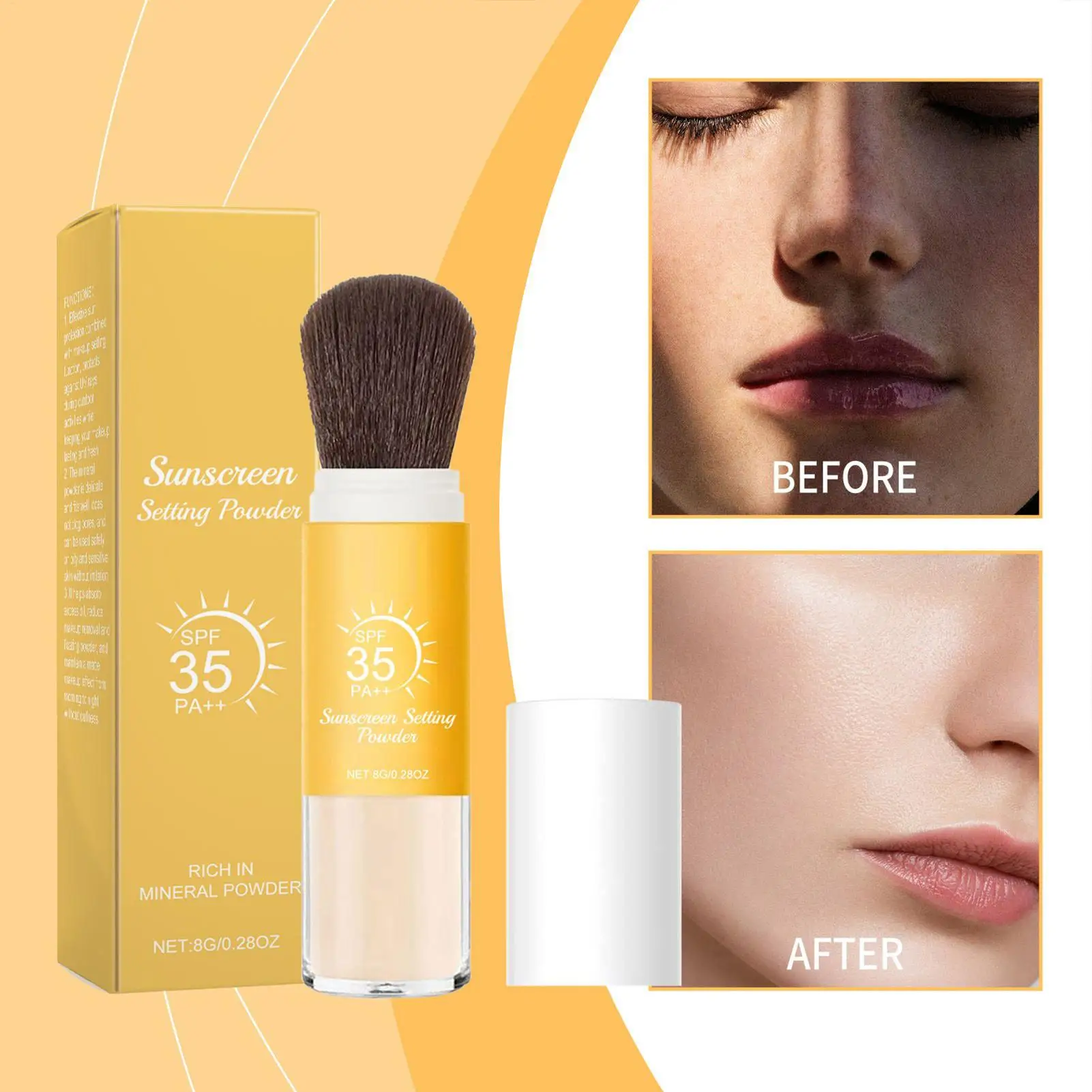 hot Loose Face Powder Sunscreen Spf50 Waterproof Oil Control Protection of the Skin Invisible Pores Setting Powder Makeup 8g