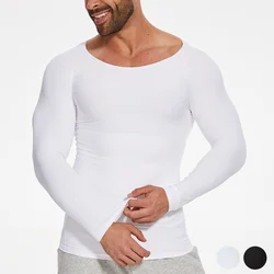 Compression Shirts for Men Long Sleeve Slimming Tummy Control Body-Shaper Waist Trainer Undershirt Belly Flat Shapewear