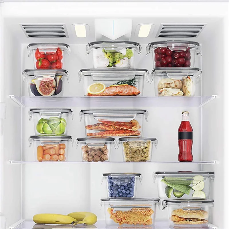 AY03-16Piece Szczelne pojemniki do przechowywania żywności z pokrywkami (16 pojemników i 16 pokrywek) Plastik