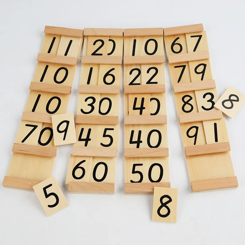 Children\'s Wooden Montessori Numbers 1-99 Learning Card Math Teaching Aid Preschool Children Early Education Educational Toys